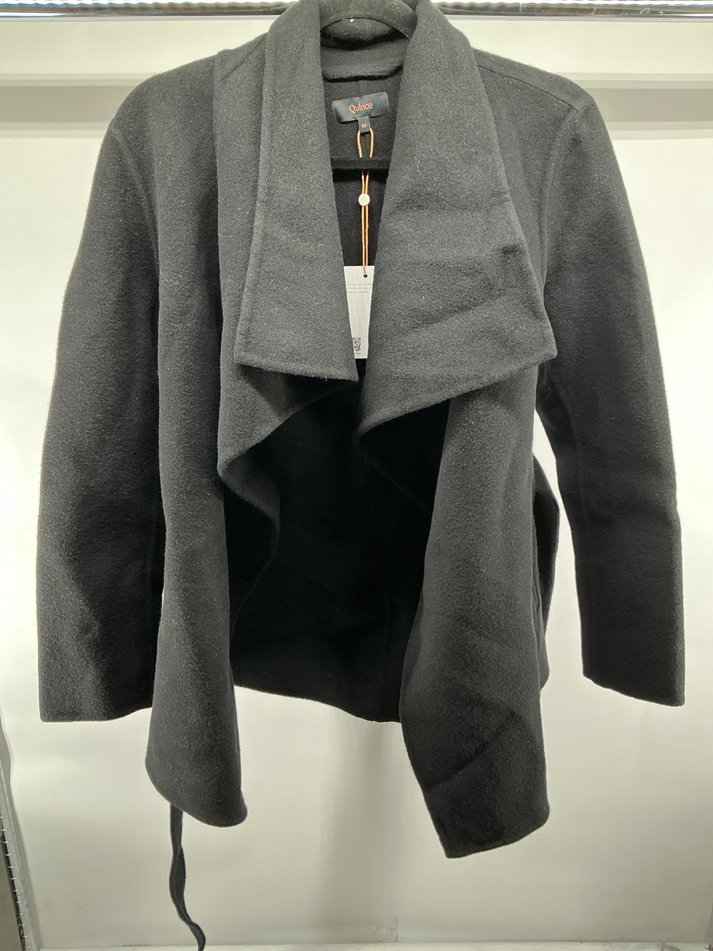 Double-Faced Merino Wool Draped Collar Short Wrap Coat
